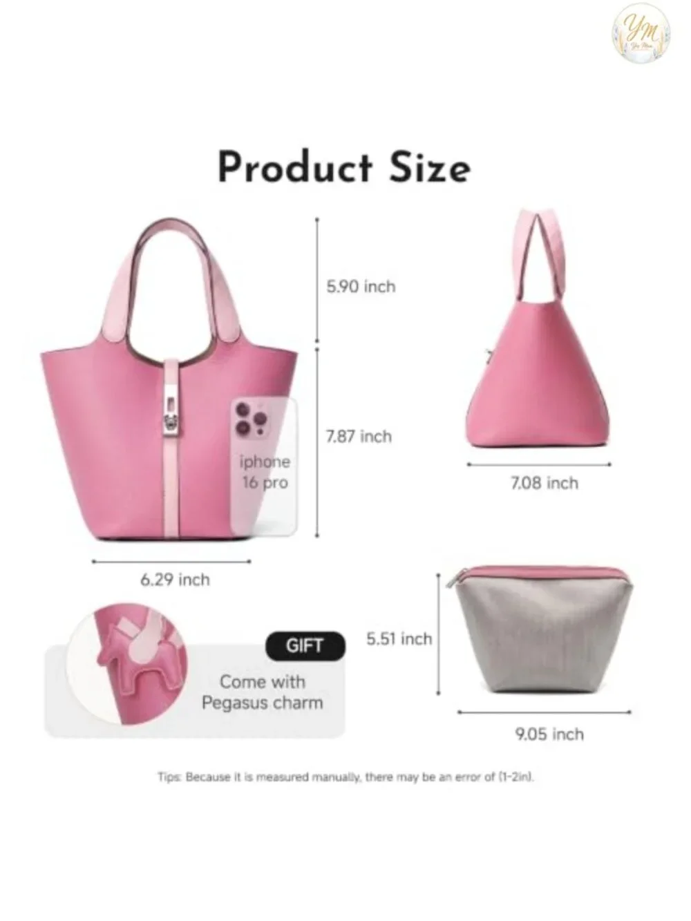 Vegan Leather Bucket Purse Top Handle Handbag with Detachable Pouch